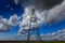 Oil and gas rig profiled on ominous stormy sky