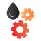 Oil and gear flat icon. Automobile liquid color icons in trendy flat style. Auto lubricant gradient style design