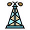 Oil gushing from the tower icon color outline vector