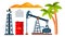 Oil Icons Production Extraction Vector. Isolated Flat Cartoon Illustration