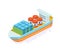 Oil industry. Cargo tanker boat, ship with liquid, mineral resources.