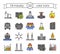 Oil industry color icons set