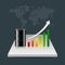 Oil industry concept. Oil price growing up graph with world map
