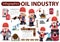 Oil industry icons, characters, infographics