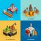 Oil Industry Isometric 4 Icons Square