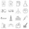 Oil industry items icons set, outline style