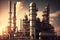 oil industry. modern petroleum refinery complex with pipelines and towers