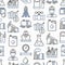 Oil industry seamless pattern with thin line icons