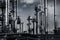 Oil industry, smoke and clouds