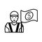oil industry worker with money flag