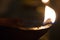 Oil lamps burning in diwali