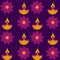 Oil lamps diya or mandala rangoli pattern seamless design on dark background