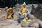 Oil lamps lit and flowers offered to Gods, Agasthyakoodam, Kerala, India.