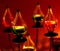 Oil Lamps on Metal Pedestals