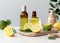 oil lemon spa lime bottle organic natural skincare treatment body. Generative AI.