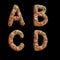 Oil paint multicolor splotchy alphabet - letters A-D