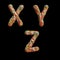 Oil paint multicolor splotchy alphabet - letters X-Z