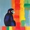 Oil Painted Black Monkey On Colorful Blocks In Minimalist Style