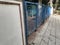 Oil painted Blue color Manual operated sliding door for front gate entrance of an residential complex