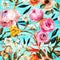 Oil painted seamless floral pattern