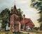 Oil paintiing of a small church in Poland