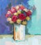 Oil painting Abstract still life bouquet of rose flowers