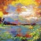 Oil painting abstract style landscape artwork on canvas