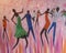 Oil painting of african dancers