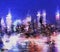 Oil Painting Art Shine Night City New York.