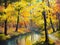 Oil painting on canvas - autumn forest