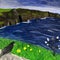 Oil painting on canvas Beautiful Irish landscape with famous Irish landmark Cliffs of Moher by artist Anastasiia Popova