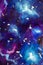 Oil painting on canvas. Blue-violet cosmos, the universe, star galaxies. Modern art.