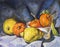 Oil painting on canvas of a composition of fruit