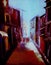 Oil painting on canvas,old street architecture