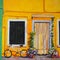 Oil Painting on Canvas - Yellow House With Blooming Flowers, on island Burano, Venice, Italy