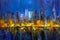 Oil Painting - City Skyline, Manhattan bay, New York