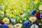Oil painting close-up flower. Big flowers closeup macro on canvas. Modern Impressionism. Impasto artwork.