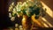 Oil Painting of Clover Bouquet in a Gold Vase, Vintage, Shamrock, Four Leaf Clover, Golden Hour, St. Patrick\\\'s Day