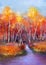 Oil painting colorful autumn landscape background