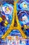 Oil Painting - Eiffel Tower with abstract background, Paris