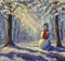 Oil painting happy snowman