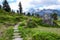 Oil painting illustration of hiking trail in Zillertal Austrian Alps