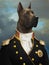 oil painting of Prince Dog background, Renaissance Dog portrait of a general, Lord, admiral, Emperor, commodore. Custom Funny Pet