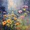 Oil painting - Rainy day flowers