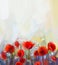 Oil painting red poppy flowers.