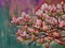 Oil painting - sakura branch on abstract background, art drawing