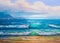 Oil painting of the sea on canvas.