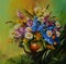 Oil painting - still life, a bouquet of flowers, lilac daisies