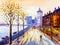 Oil Painting - Street View of London