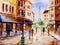 Oil Painting - Street View of Paris